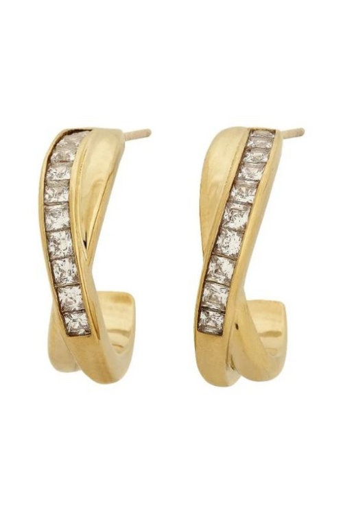 Edblad Andorra Creoles. A pair of wrap creole earrings in gold plated material with cubic zirconia.