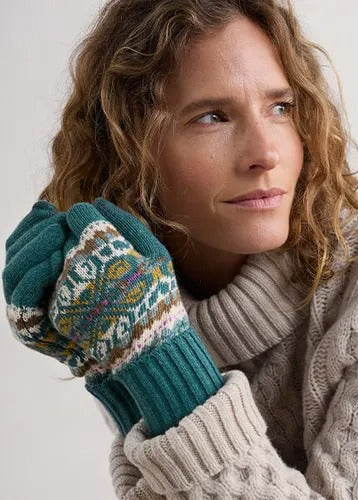 An image of the Seasalt Very Clever Gloves Goldfinch Dusky Jade Multi