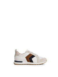 An image of the Fairfax & Favor Fairfax & Favor Xandra Trainer White Leather with Tan/Navy