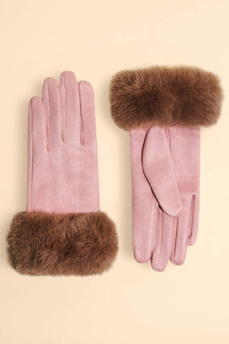 An image of the Powder Bettina Faux Suede/Faux Fur Gloves