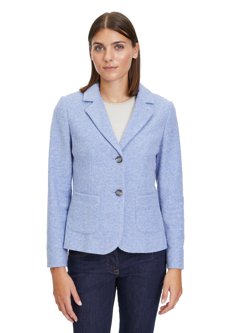 An image of the Betty Barclay Jacket with Front Pockets, in the colour Lavender Blue.