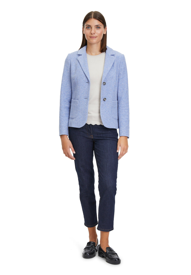 An image of the Betty Barclay Jacket with Front Pockets, in the colour Lavender Blue.