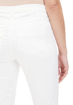 Betty Barclay Casual Trousers. Slim fit trousers with a mid rise waist, patch pockets and a plain off white design.