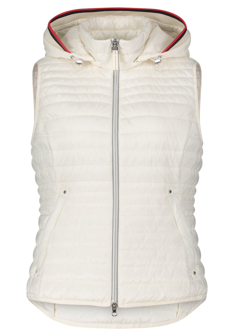 An image of the Betty Barclay Hooded Gilet in Off White.