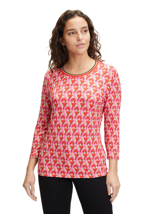 An image of the Betty Barclay Patterned Top 3/4 Sleeve