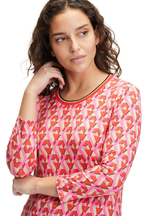 An image of the Betty Barclay Patterned Top 3/4 Sleeve