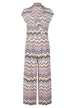 This Betty Barclay Sleeveless Jumpsuit has a figure-skimming design, drop sleeves and mid-rise waist. The jumpsuit boasts an array of pastel colours in a zig-zag pattern.