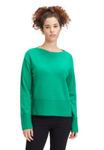 An image of the Betty Barclay Jumper with Bateau Neckline in a vibrant green colour.