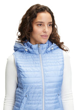An image of the Betty Barclay Hooded Gilet in Lavender Blue.