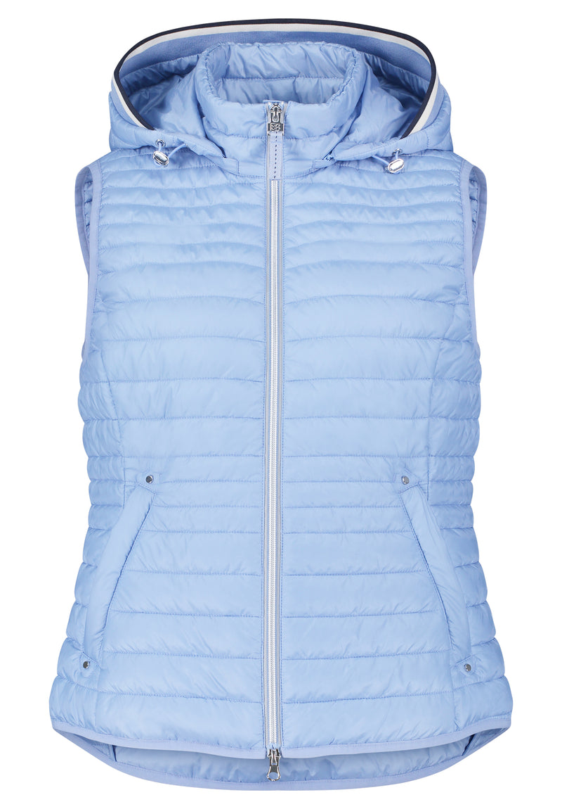 An image of the Betty Barclay Hooded Gilet in Lavender Blue.