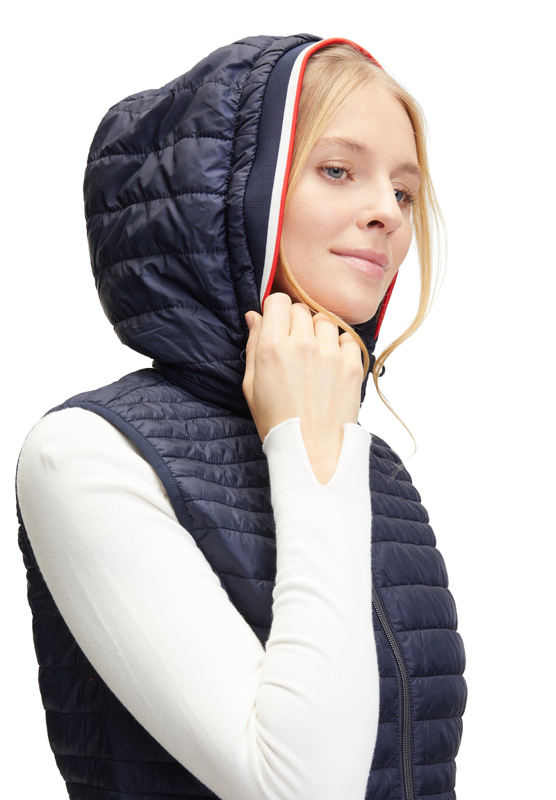 An image of the Betty Barclay Hooded Gilet in Deep Navy.