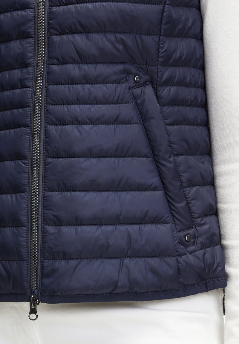 An image of the Betty Barclay Hooded Gilet in Deep Navy.