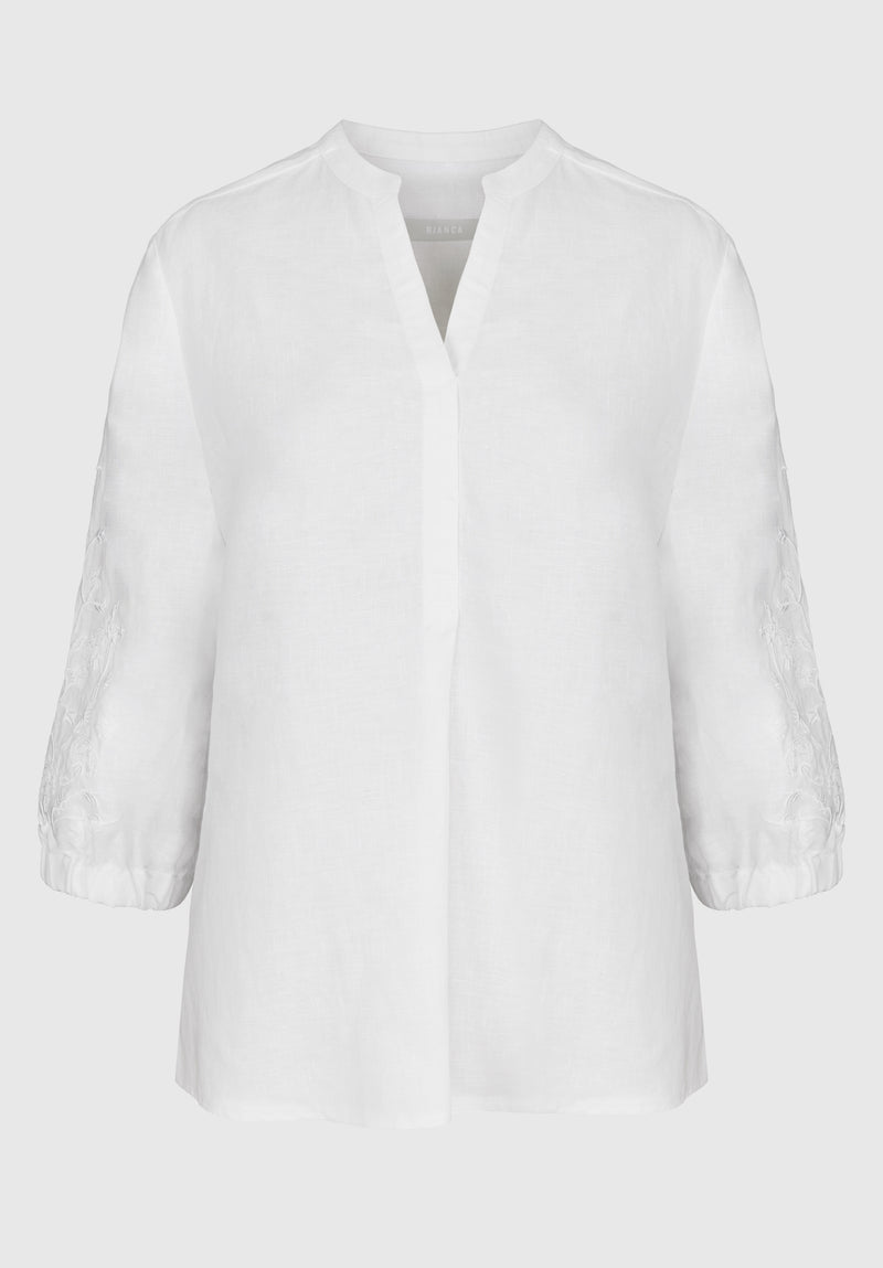 An image of the Bianca Linen Adela Blouse