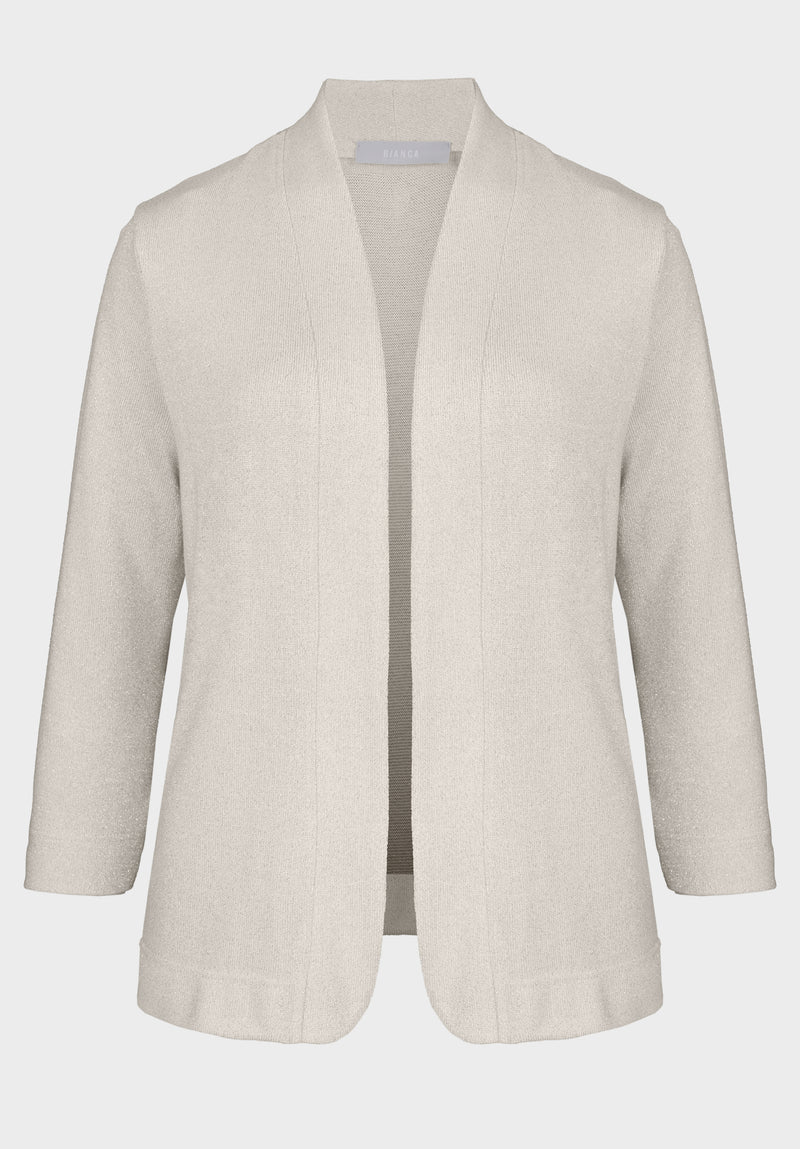 Bianca Nika Cardi/Jacket. A cross between a cardigan and a jacket, with above-wrist length sleeves, in the colour papyrus.