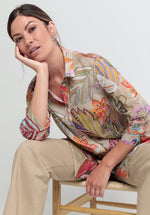 Bianca Diara Patterned Tunic Shirt. A regular fit shirt with adjustable sleeves, collared neckline and button fastenings. Features a multicoloured floral print.