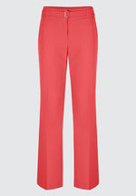 Bianca Parigi Trouser. A Regular fit, straight leg trouser with zip fastening and belt detail in a coral colour.