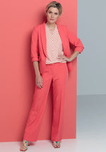 Bianca Parigi Trouser. A Regular fit, straight leg trouser with zip fastening and belt detail in a coral colour.