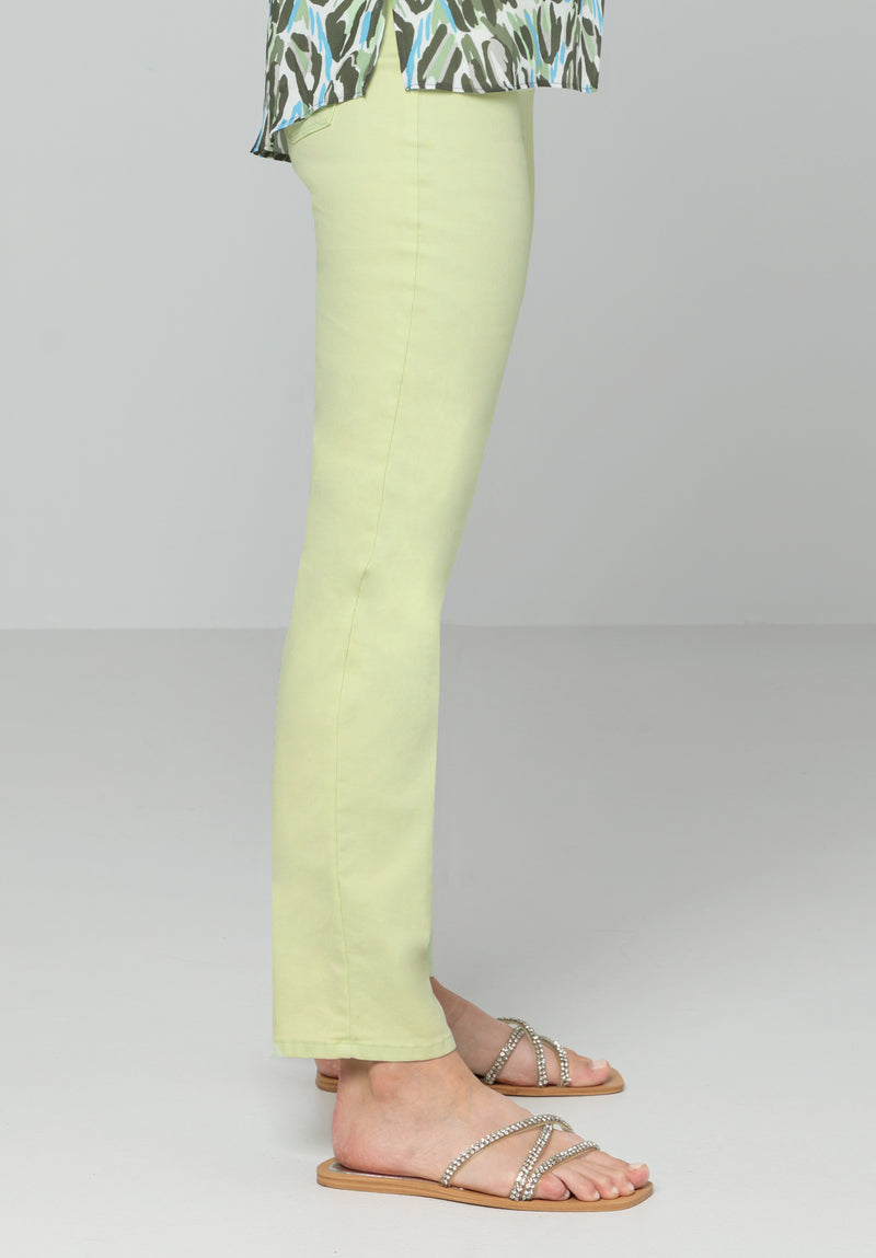 Bianca Melbourne Denim Jeans. Slim fitting straight leg jeans in a lime green colour.