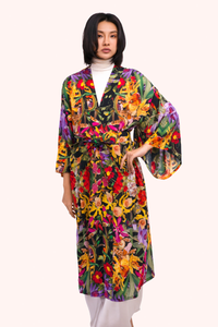 Botanical Kaleidoscope Long Kimono Gown
