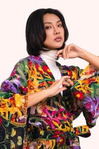 Botanical Kaleidoscope Long Kimono Gown