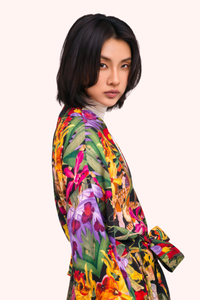 Botanical Kaleidoscope Long Kimono Gown