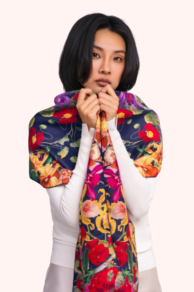 Botanical Kaleidoscope Lux Print Scarf