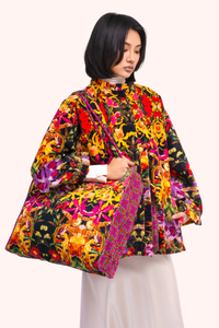 Botanical Kaleidoscope Quilted Velvet Tote