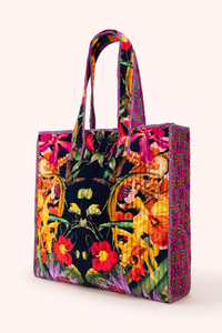 Botanical Kaleidoscope Quilted Velvet Tote