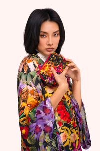 Botanical Kaleid Quilted Velvet Vanity Bag