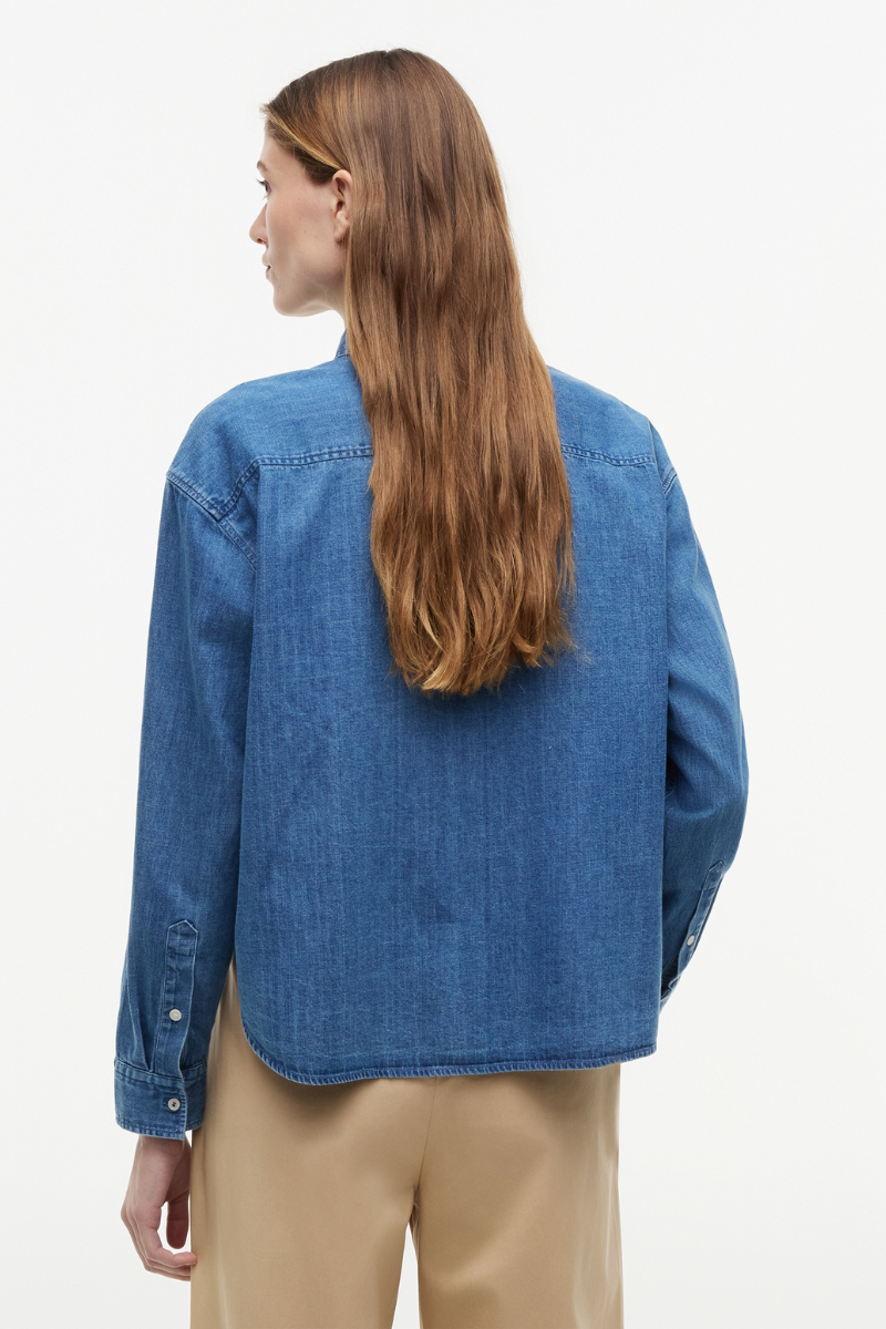 Light Denim Boxy Long Sleeve Shirt