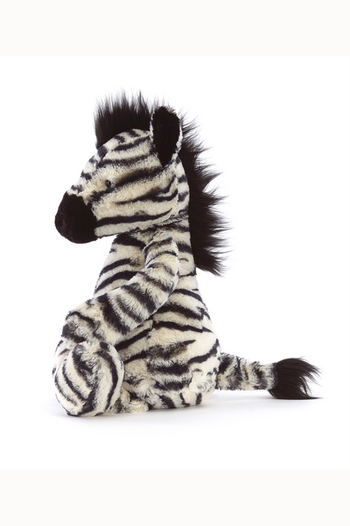 Jellycat Bashful Zebra. A black and white zebra soft toy.