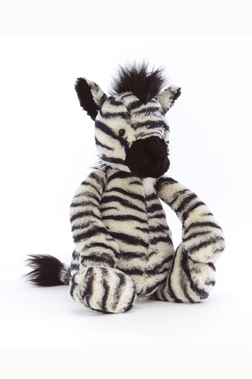 Jellycat Bashful Zebra. A black and white zebra soft toy.