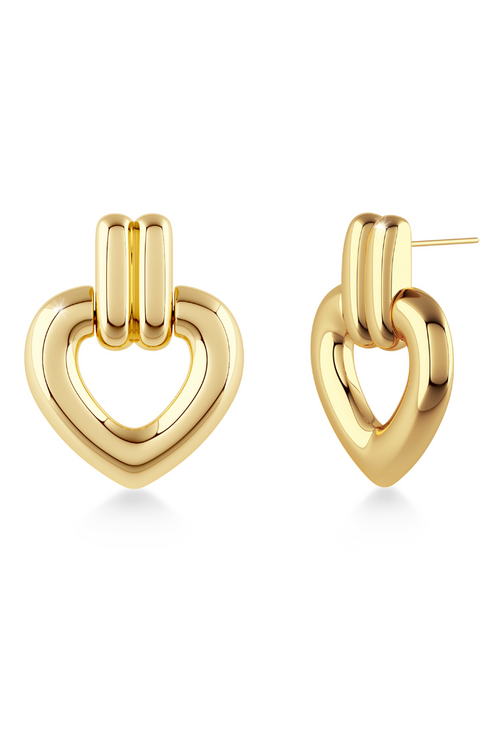 Edblad Beverly Stud Earrings. A pair of gold plated heart-shape stud earrings.
