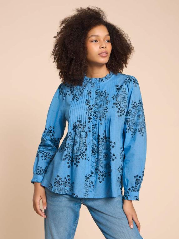 An image of the White Stuff Fia Frill Neck Top