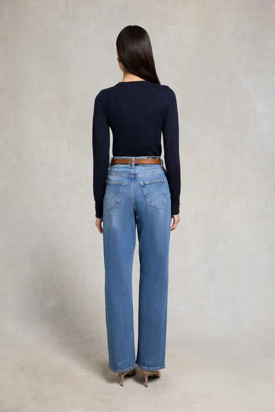 Buttoned Knit Crew Neck