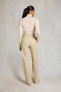 Buttoned Knit Roll Neck