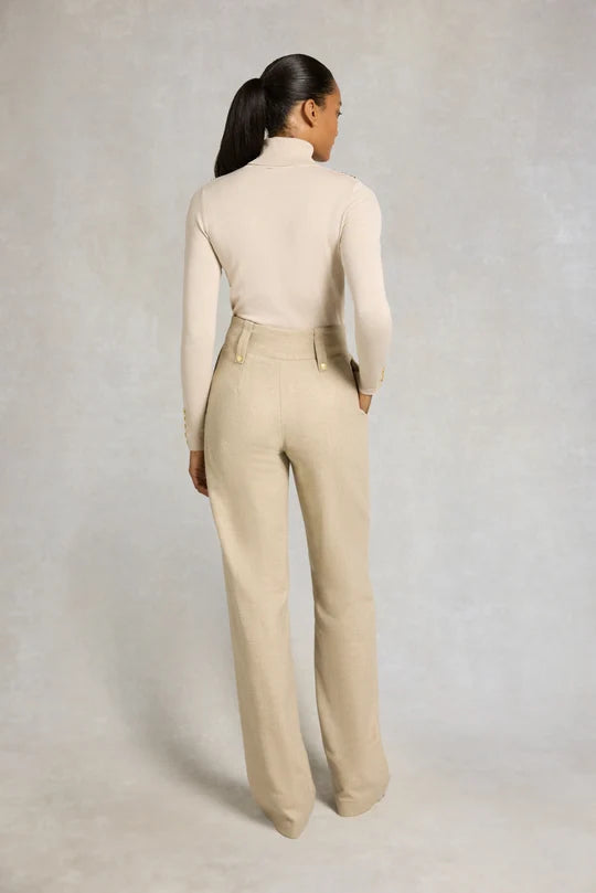 Buttoned Knit Roll Neck