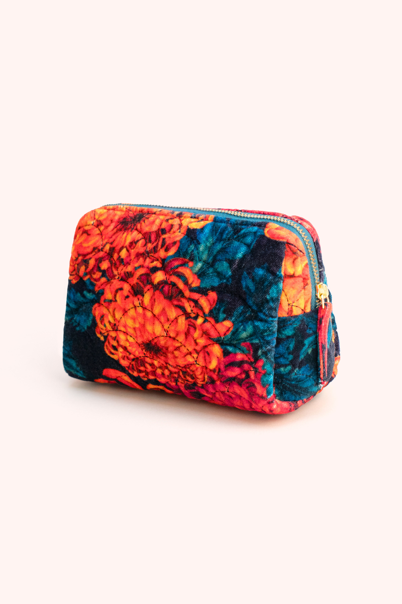 Chrysanthemum Quilted Velvet Vanity Bag