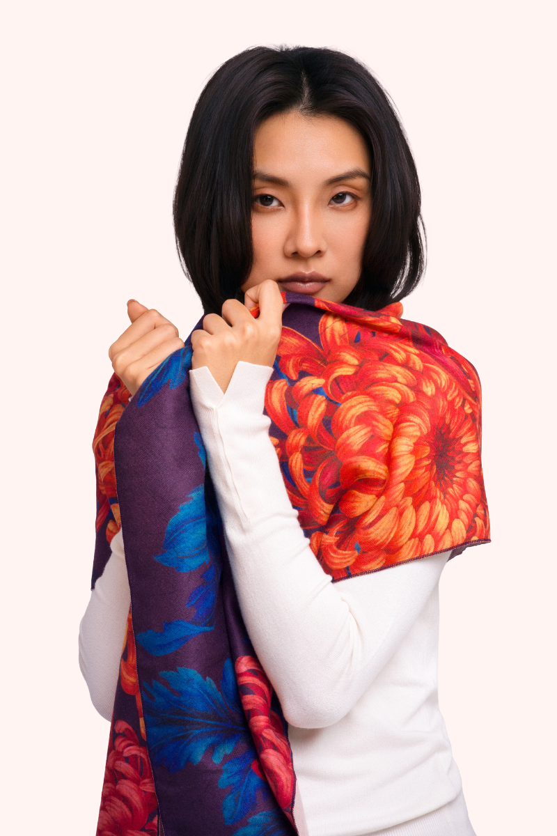 Chrysanthemum Lux Print Scarf