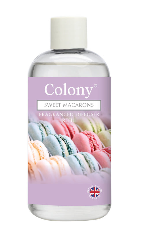 Wax Lyrical Diffuser Refill 200ml. A 200ml bottle of Sweet Macarons scented diffuser refill.