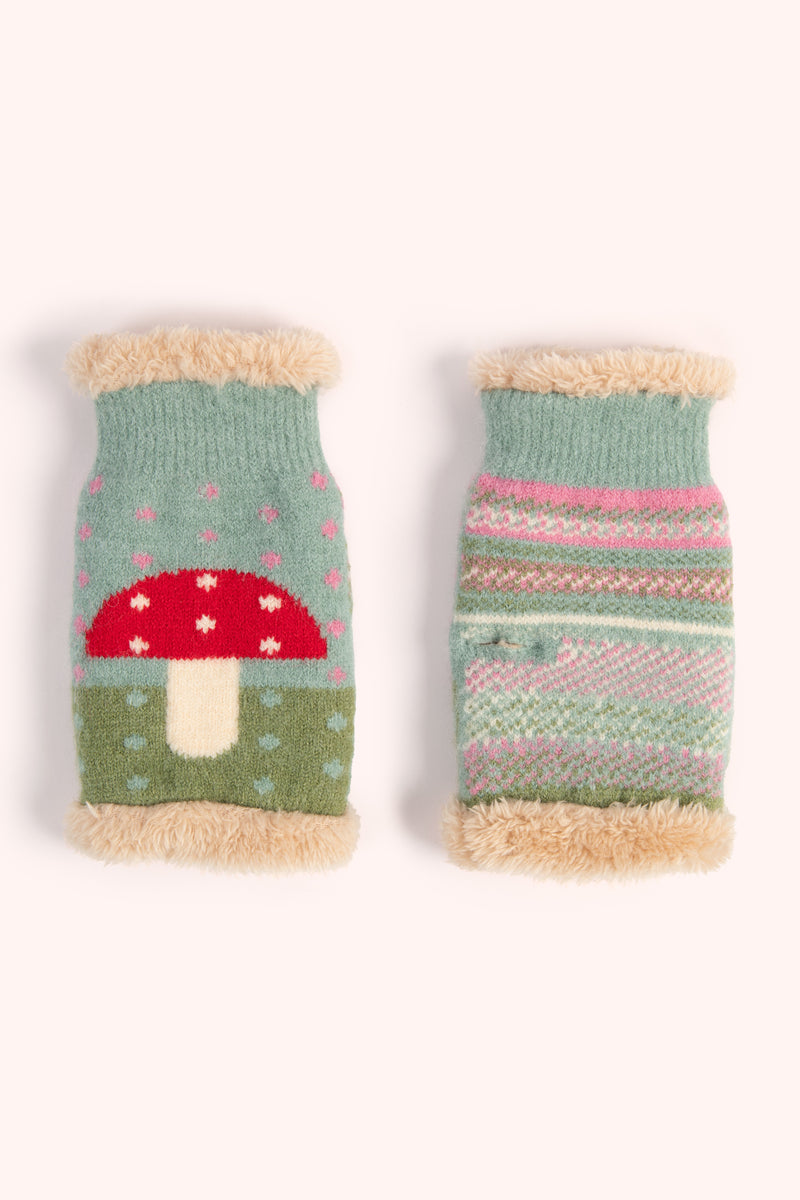 An image of the Powder Toadstool Wrist Warmers