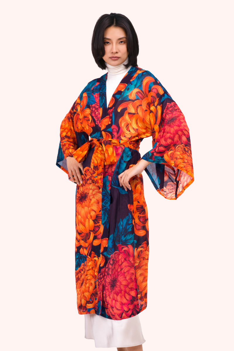Chrysanthemum Long Kimono Gown