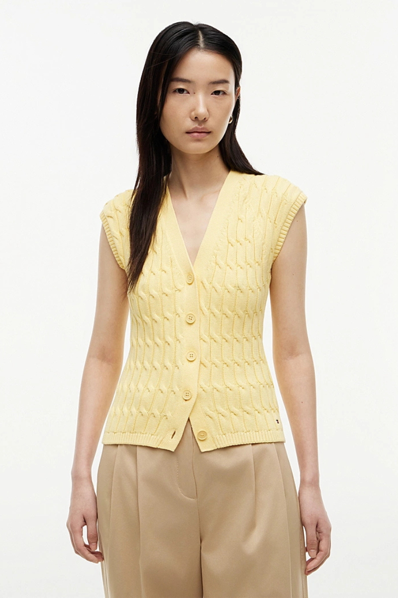 Mid Gg Cable Vest Cardi
