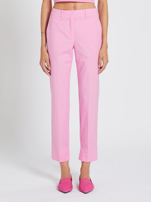 Marella Canore Trouser. A pair of pink trousers with slim fit, hem slit detail and zip fastening. 