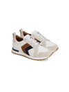 An image of the Fairfax & Favor Fairfax & Favor Xandra Trainer White Leather with Tan/Navy