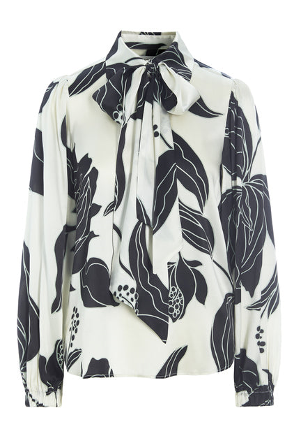 Silk Printed Tie Neck Blouse