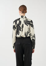 Silk Printed Tie Neck Blouse