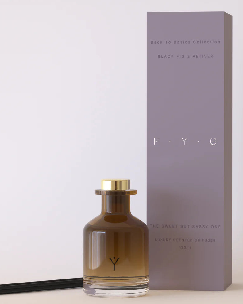 F.Y.G. diffuser bottle and packaging on a light background