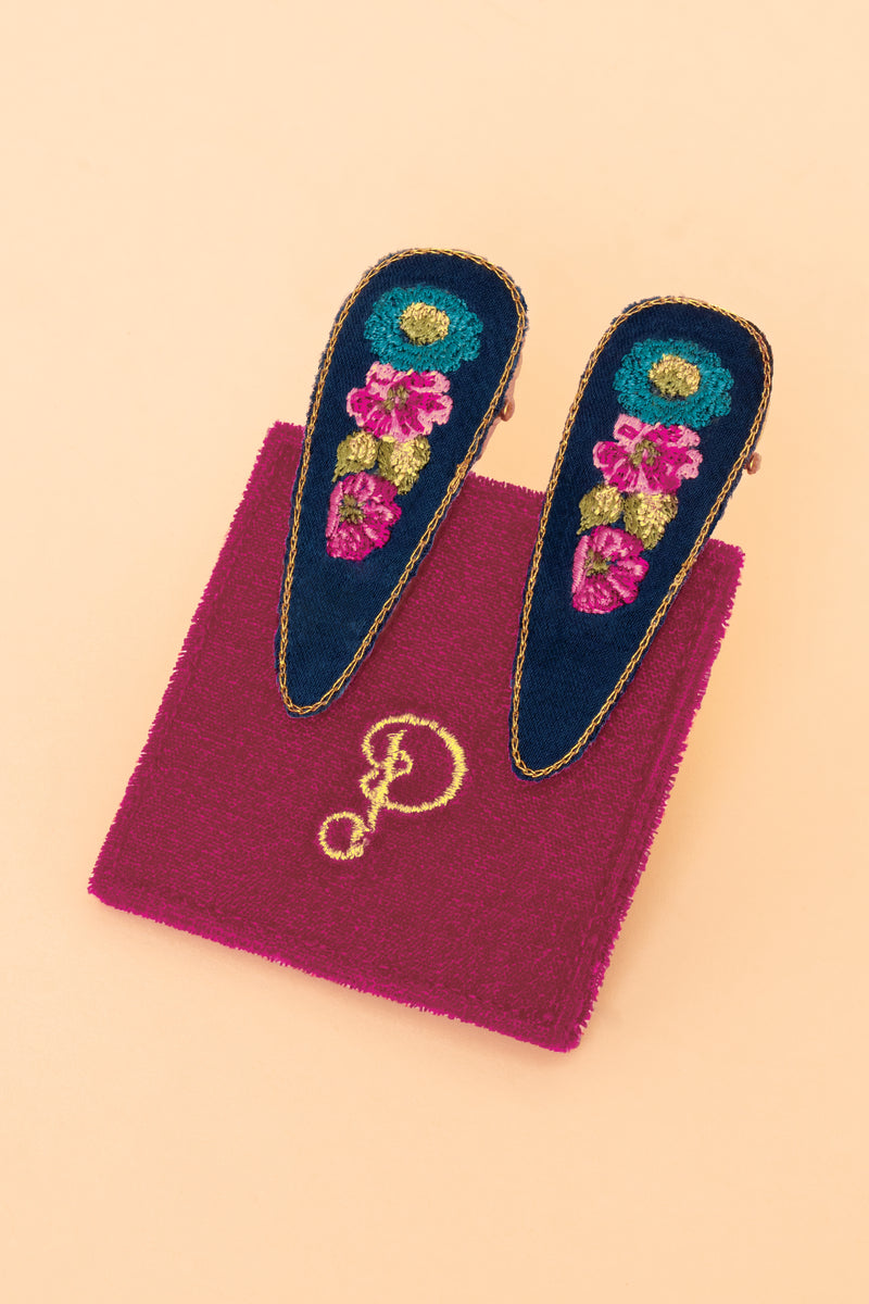 An image of the Powder Vintage Floral Embroidered Hair Clip