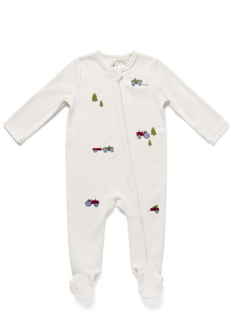 An image of the Eleanor Charles Embroidered Farm Sleepsuit